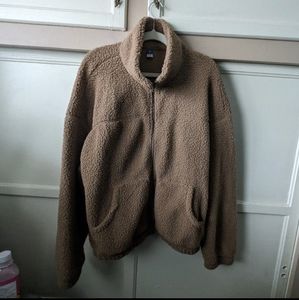 Old Navy CarmelLight Brown Camel Zipper Sherpa Fleece Sweatshirt
